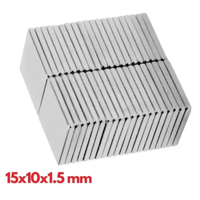 N35 15x10x1.5 Mm Neodyum Mıknatıs 500 Adet, Köşeli, Nikel Kaplamalı Kaliteli ve Dayanıklı Ürün