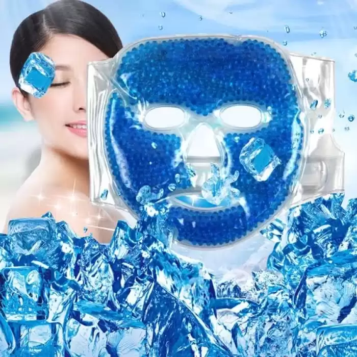 Jel Buz Paketi Yüz Maskesi Baş Ağrısı Yastık Kozmetik Maske + Çift Taraflı Cilt Fırçası