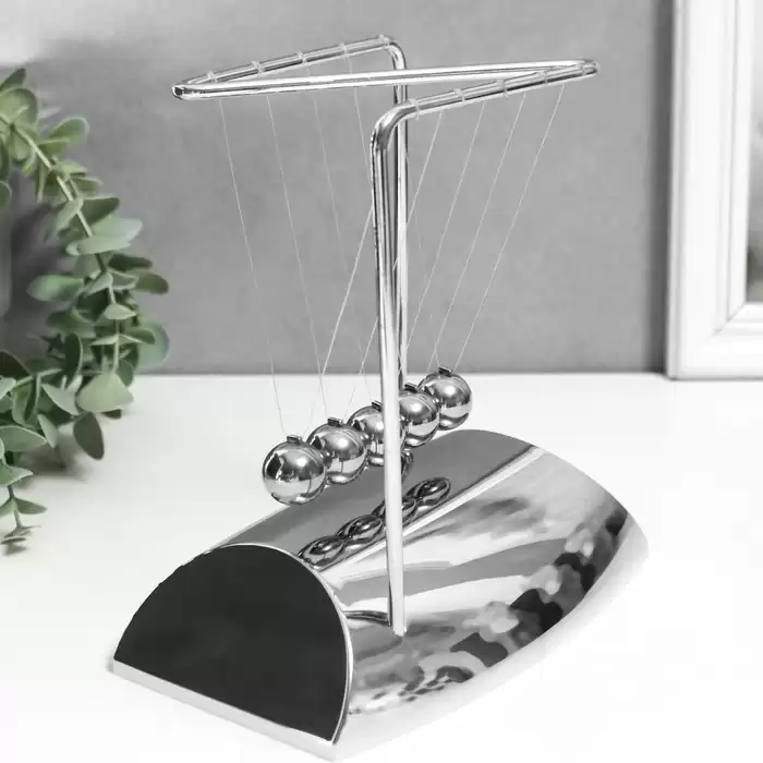 Krom Kaplamalı Newton Denge Topları - Newtons Cradle Metal Sarkaç