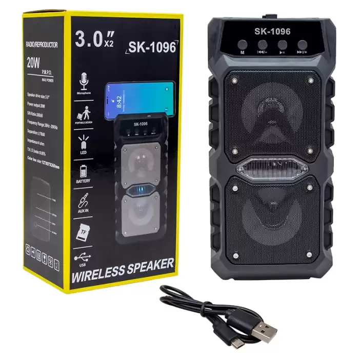 Magıcvoıce Sk-1096 20 Watt Usb/sd/aux/fm/bluetooth Destekli Mikrofon Girişli Taşınabilir Hoparlör