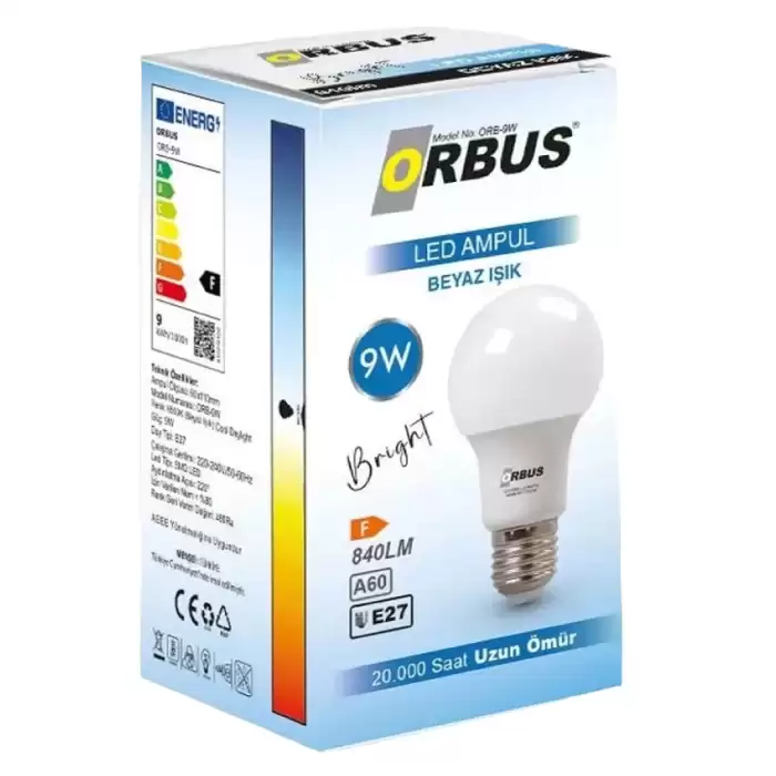 Orb-9w E27 9 Watt 840 Lümen Beyaz Led Ampul