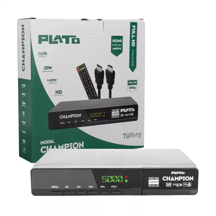 Plato Champıon Kasalı Full Hd Uydu Alıcısı Scart+hdhdmı Kablo Dahil