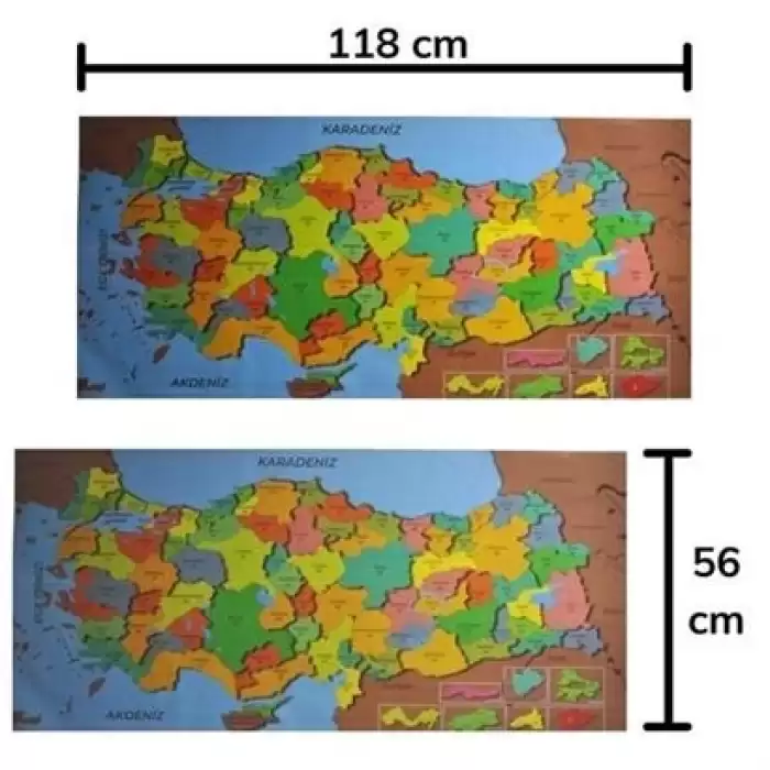 Renkli Türkiye Haritası Manyetik Yapıştırıcı Gerektirmeyen Duvar Stickerı 118 Cm * 56 Cm