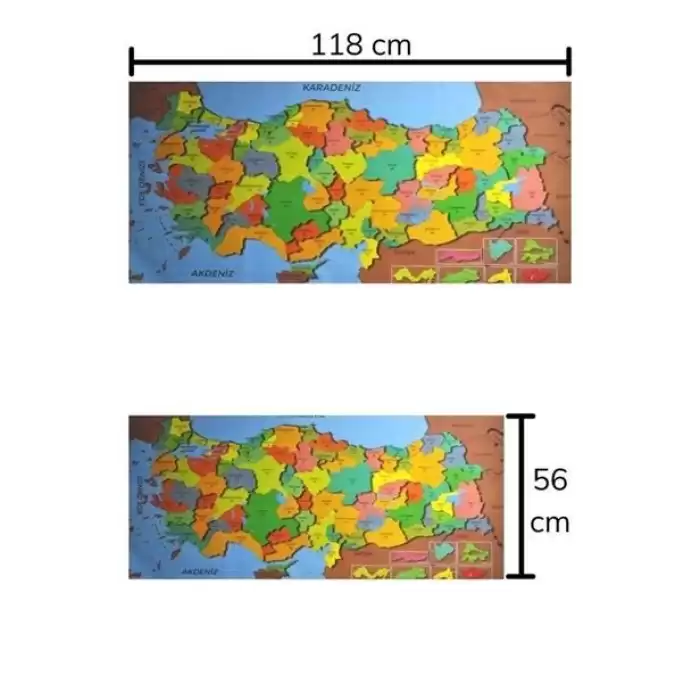 Renkli Türkiye Haritası Manyetik Yapıştırıcı Gerektirmeyen Duvar Stickerı 118 Cm * 56 Cm