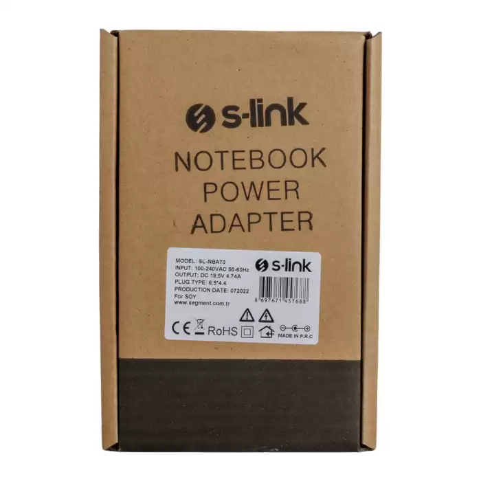 S-lınk Sl-nba70 90w 19.5 Volt 4.74 Amper 6.5x4.4 Uçlu Sony Notebook Adaptör Samsung Led Tv