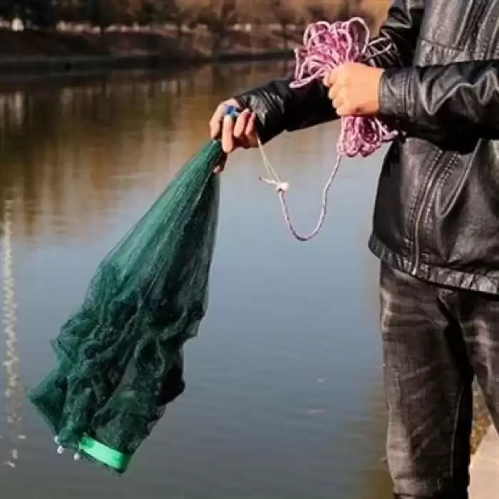 Şemsiye Balık Ağı Yakalama Tutma Filesi 16 Cepli Büyük Boy Taşınabilir Serpme Balık Tuzağı