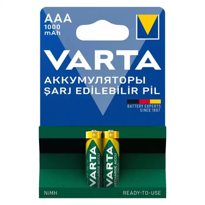 Nı-mh 1.2 Volt - 1000 Mah Hr03 Aaa Şarjlı 2li İnce Kalem Pil