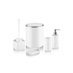 Akrilik ve Yuvarlak Model Banyo Takımı 5 Parça Set (beyaz)