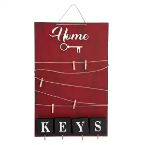 Dekoratif Home Keys Ahşap Resimlik ve Notluk (kırmızı)