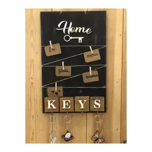 Dekoratif Home Keys Ahşap Resimlik ve Notluk (siyah)