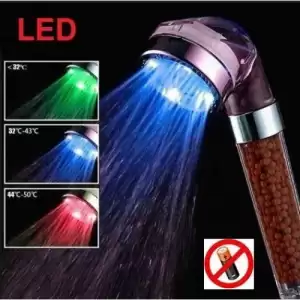 Led Işıklı Banyo Duş Başlığı Su Tasarruflu Duş Fıskiyesi -pil veya Elektrik Gerekmez.