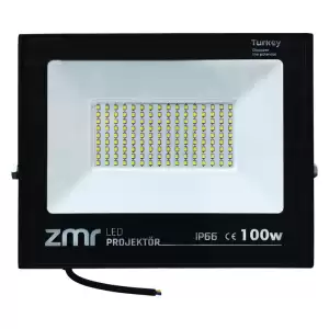 Zmr 100 Watt - 220 Volt 6500k Ip66 150* Işık Açısı Siyah Slim Kasa Beyaz Led Projektör