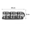  siyah 3lü Standlı Kapaklı Kaşıklı Cam Hava Sızdırmaz Baharatlık Takımı Kc-386