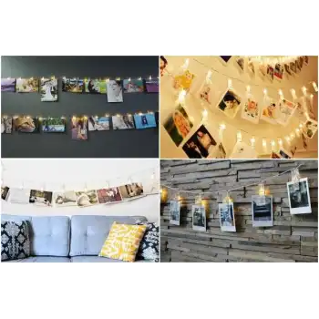 10lu Led Işıklı Fotoğraf Mandalları