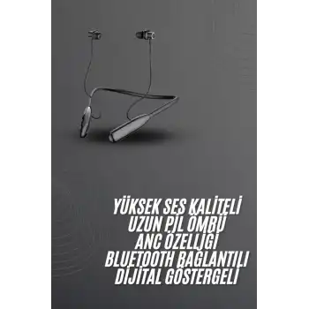 100 Saat Bluetooth Kulaklık Dijital Göstergeli ANC Özelliği Kablolu
