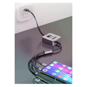 100w Geri Çekilebilir Makaralı Çoklu Şarj Kablosu Alüminyum Kutu Lightning Micro Type-c Şarj Kablosu