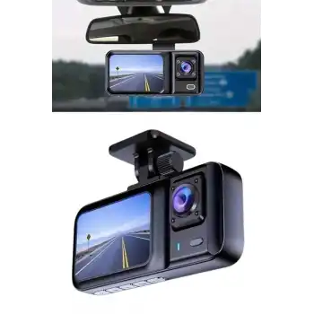 1080p Sürüş Kaydedici 2 İnç Araç Araba Ön İç Arka DVR IPS Ekran