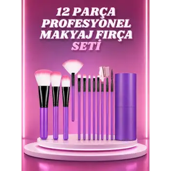 12 Parça Yumuşak Uçlu Makyaj Fırça Set-Göz ve Yüz Makyajı İçin Fırça Seti Profesyonel Makyaj Seti