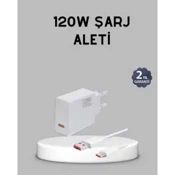 120W Süper Hızlı Şarj Adaptörü – Type-C Kablo Dahil, Yüksek Voltaj Korumalı