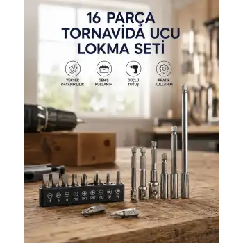 16 Parça Bits, Adaptör Ve Tornavida Ucu Seti