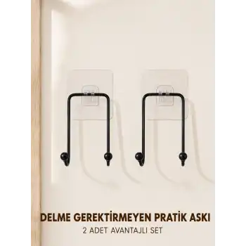 2 Adet Çok Amaçlı Yapışkanlı Askı Ev Mutfak Banyo Düzenleyici