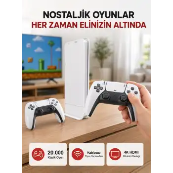 2 Kollu Kablosuz 4K TV Uyumlu Klasik Oyun Konsolu