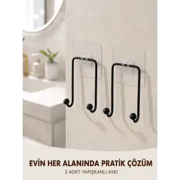 2li Yapışkanlı Duvar Askısı Mutfak Banyo ve Ev İçin Askılık