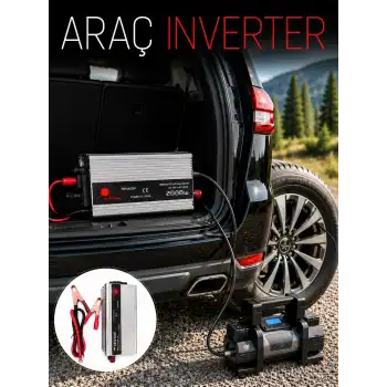 2000W Araç İnverter Aküden Güç Dönüştürücü Elektrik Üreten Taşınabilir