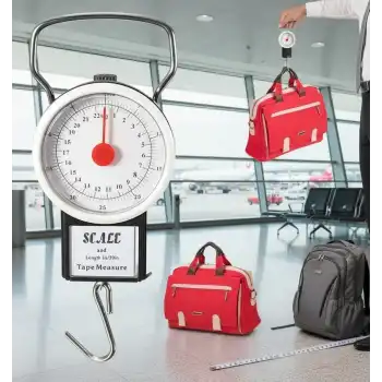 22 Kg/50lb Kancalı Tartı Aleti 1 Metre Mezuralı Askılı Balıkçı Terazisi