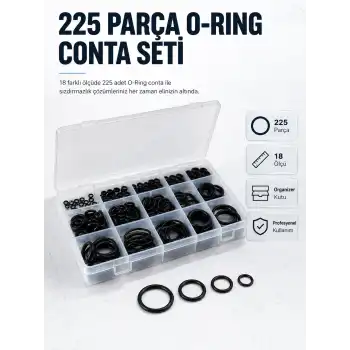 225 PCS O-Ring Conta Seti Profesyonel Tamir, Bakım ve Sızdırmazlık Çözümü