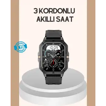 3 Kordonlu Akıllı Saat Uzun Pil Süreli
