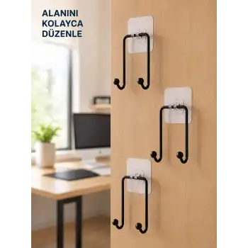 3lü Yapışkanlı Askı Seti Ev Banyo Mutfak İçin Çok Amaçlı Askılık