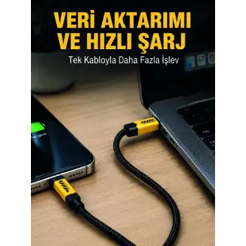 3ü 1 Arada USB Şarj Kablosu 240W Hızlı Şarj ve Veri Aktarım Kablosu