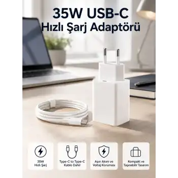 35W USB-C Hızlı Şarj Adaptörü Type-C to C Kablo Seti