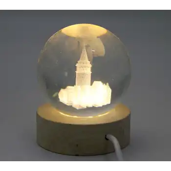 3D Galata Tasarımlı Işıklı Kristal Cam Küre