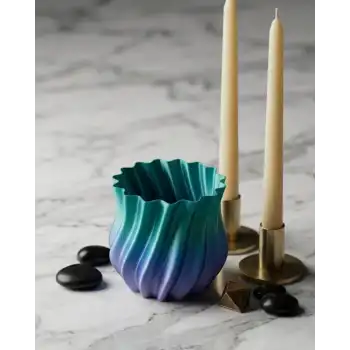 3D KIVRIMLI VAZO MAVİ
