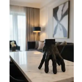 3D Siyah El Heykeli 17x16 cm Raf ve Masa Üstü Dekor