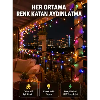 5 Metre Şeffaf Kablo LED Peri Işığı 50 Ampullü Dekoratif Led Yeni Nesil