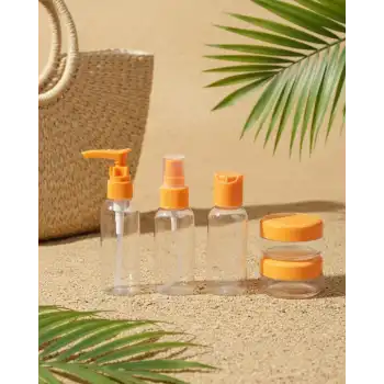 5 Parça Taşınabilir Seyahat Banyo Seti Şeffaf Şişe Takımı