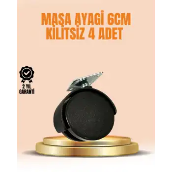 6 cm Kilitsiz Masa Ayağı Tekerleği 4’lü Set Çok Amaçlı