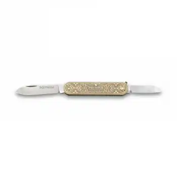 61804 Pirinç İşlemeli Sürmene Çakısı 5,5 / 3,5 Cm - Çift Bıçaklı