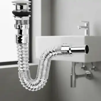 Krom Basmalı Sifon -Körüklü Sifon Bas Stoplu Lavabo Mutfak Sifonu-Paslanmaz