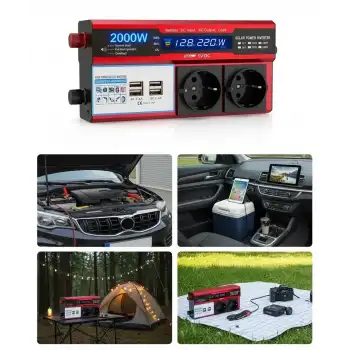 12v 2000w Modifiye Sinüs İnverter Araç Ve Güneş Enerjisi Uyumlu, Çift Usb, Çift Priz Ve Çakmaklık Epilons