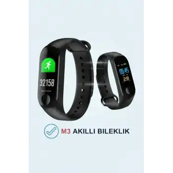 M3 Akıllı Bileklik – Renkli Ekran, Adım Sayar ve Nabız Ölçer, Android ve iPhone Uyumlu