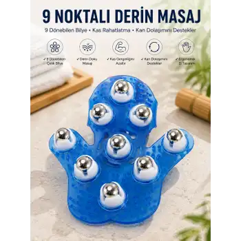 9 Bilyeli El Şeklinde Omuz Bacak Masaj Aleti Masaj Eldiveni Giyilebilir Plastik Vücut Sıkılaştırıcı