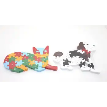 Ahşap Kedi Ve Köpek Yapboz Alk2019