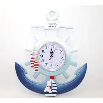 Ahşap Marin Dümenli Ve Çapa Tasarımı Saat Model 1