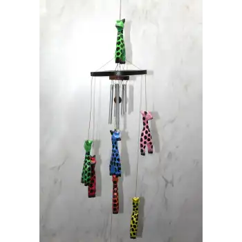 Ahşap Zürafalı Rüzgar Çanı
