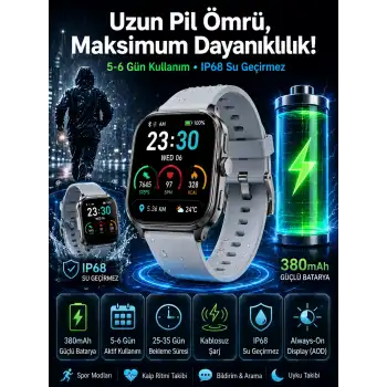Akıllı Saat Sesli Görüşme Bluetooth Bağlantılı Kablosuz Şarj Özelliği Yeni Nesil