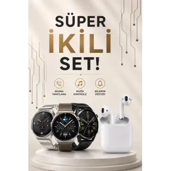 Akıllı Saat ve Kulaklık Seti Dokunmatik Ekran 5.0 Bluetooth Bağlantılı Sesli Görüşme